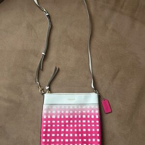 Coach Pink and White Crossbody Bag